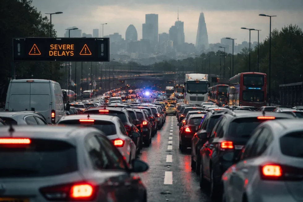 London traffic now shows road closures in Mitcham and Barkingside after incidents, with delays building across A13, A12 and North Circular as congestion increases today.