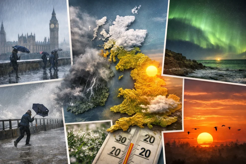 UK weather 15 April 2026: London and Britain forecast with wind, rain timing, temperatures, sunrise, sunset and geomagnetic conditions affecting daily activity