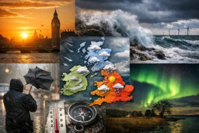 UK weather 15 April 2026: London and Britain forecast with wind, rain timing, temperatures, sunrise, sunset and geomagnetic conditions affecting daily activity