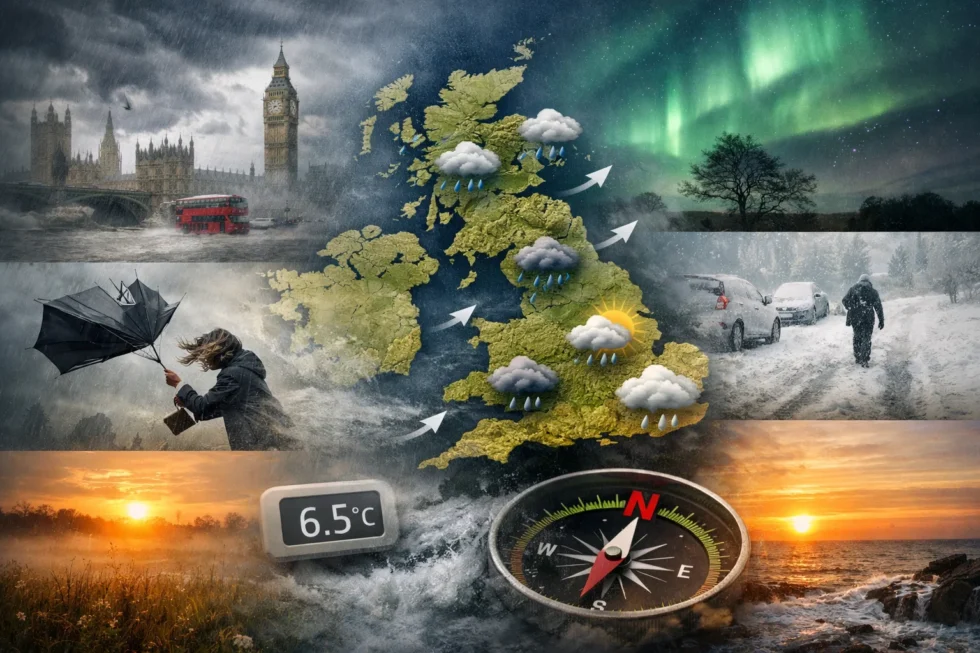 UK weather 15 April 2026: London and Britain forecast with wind, rain timing, temperatures, sunrise, sunset and geomagnetic conditions affecting daily activity