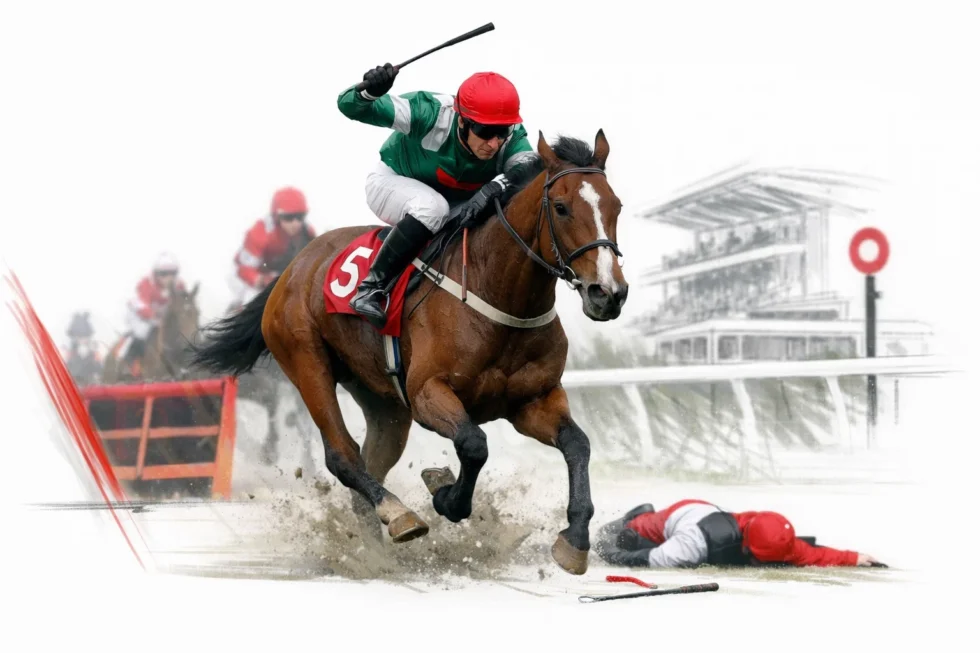 Laafi disqualified at Aintree Grand National Festival on April 2026 after jockey Patrick O’Brien used whip 11 times, exceeding limits by four and receiving a 28-day ban.
