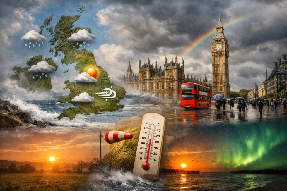 UK weather tomorrow 16 April 2026: London forecast with rain timing, wind, temperatures, sunrise, sunset and geomagnetic conditions across Britain in a full daily outlook
