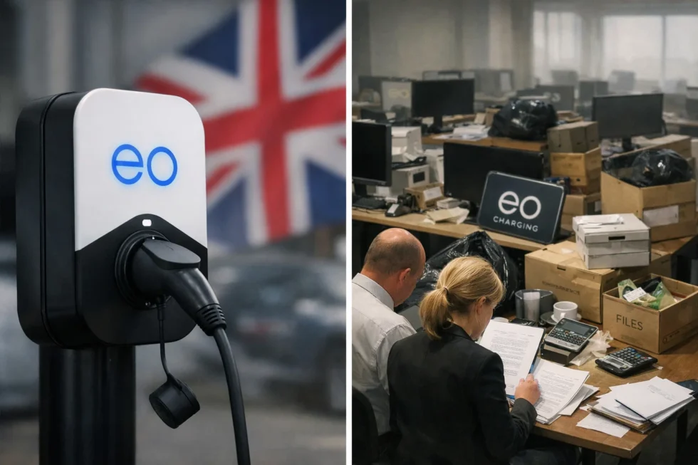 UK EV charger company collapse sees EO Charging enter administration on 14 April 2026, with PwC appointed, redundancies confirmed and operations winding down after failed sale and liquidity crisis