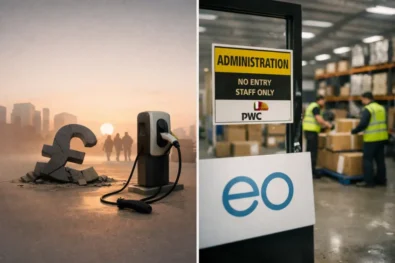 UK EV charger company collapse sees EO Charging enter administration on 14 April 2026, with PwC appointed, redundancies confirmed and operations winding down after failed sale and liquidity crisis