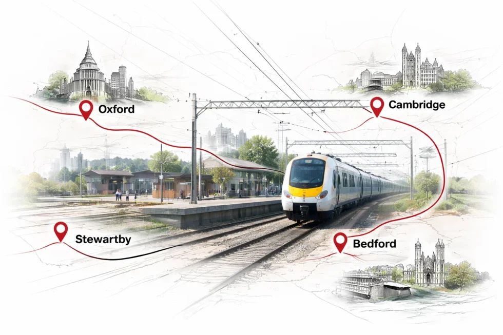East West Rail plans detail five trains per hour linking Oxford, Milton Keynes, Bedford and Cambridge, with Stewartby station, phased rollout dates and upgrades shaping UK regional travel.