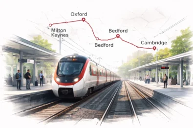 East West Rail plans confirm up to five trains per hour linking Oxford, Milton Keynes, Bedford and Cambridge, with a new Stewartby station, phased rollout and major upgrades to boost UK regional connectivity.
