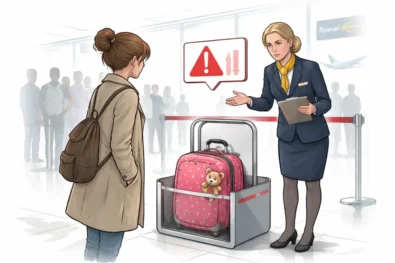 Ryanair baggage dispute sees mum charged &pound;55 over child suitcase at Budapest Airport, exposing gaps between policy wording and strict enforcement of cabin bag size rules at boarding gates.