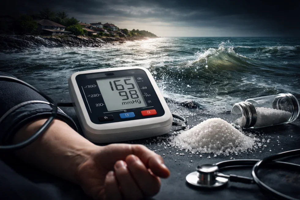 Rising water salinity is increasing blood pressure risk globally, with studies linking saltwater intrusion to higher hypertension rates, especially in coastal populations exposed to hidden sodium intake.