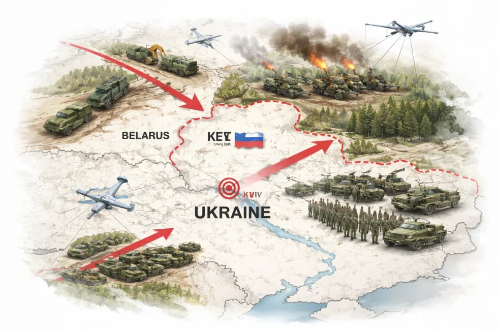 Belarus returns to Ukraine war focus as Zelenskyy cites intelligence on Russian road building, artillery positions and force regrouping near the border, signalling renewed northern pressure
