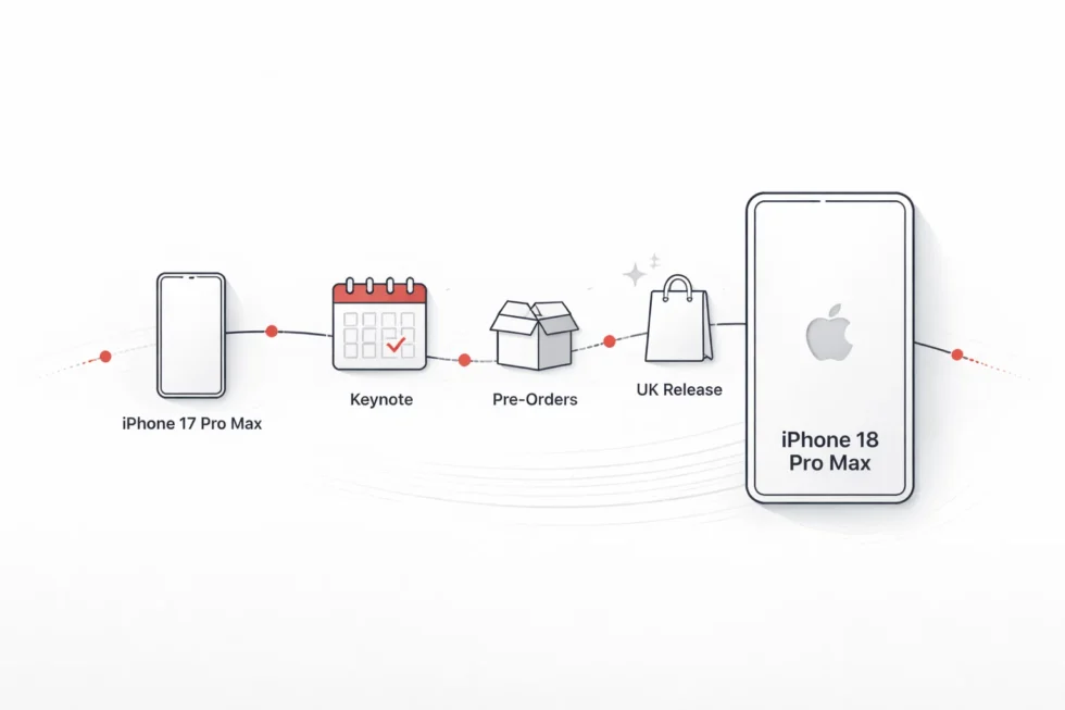 Apple iPhone 18 Pro Max UK release date expected September 2026 with pre-orders days after keynote and UK sale late September or early October alongside iPhone 17 Pro Max rollout timeline