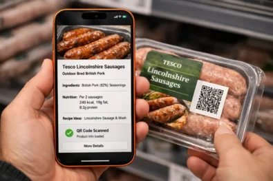 Tesco QR codes rollout replaces traditional barcodes across UK supermarket food ranges, starting with sausages, offering shoppers richer product data, traceability, waste reduction and recall control.
