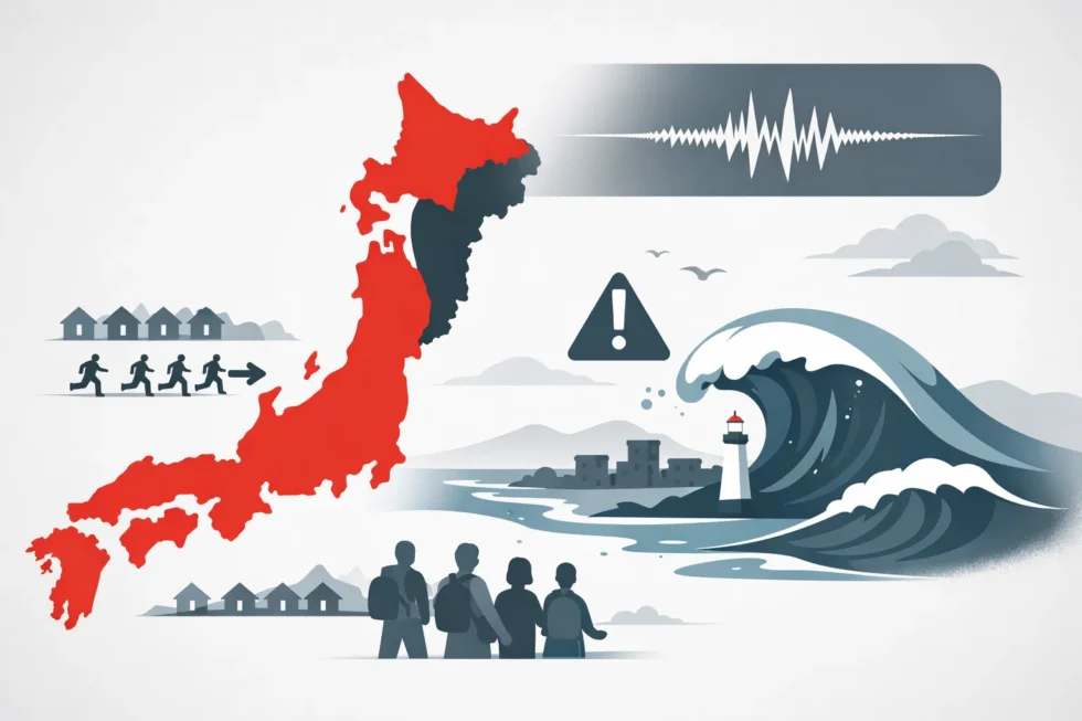 Japan earthquakes tsunami warning: Japan earthquake today on 20 April (7.7–8.0) triggers tsunami warning across Sanriku and Hokkaido, ~170,000 evacuated, waves ~0.8m, alerts downgraded but risk persists