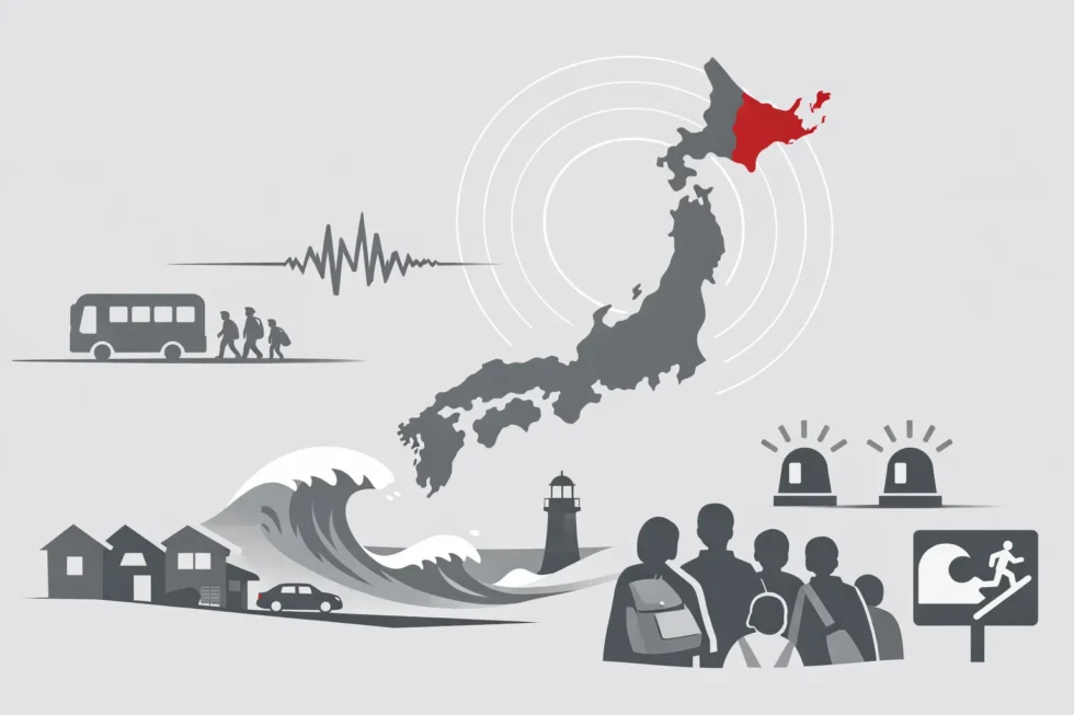 Japan earthquakes tsunami warning: Japan earthquake today on 20 April (7.7–8.0) triggers tsunami warning across Sanriku and Hokkaido, ~170,000 evacuated, waves ~0.8m, alerts downgraded but risk persists