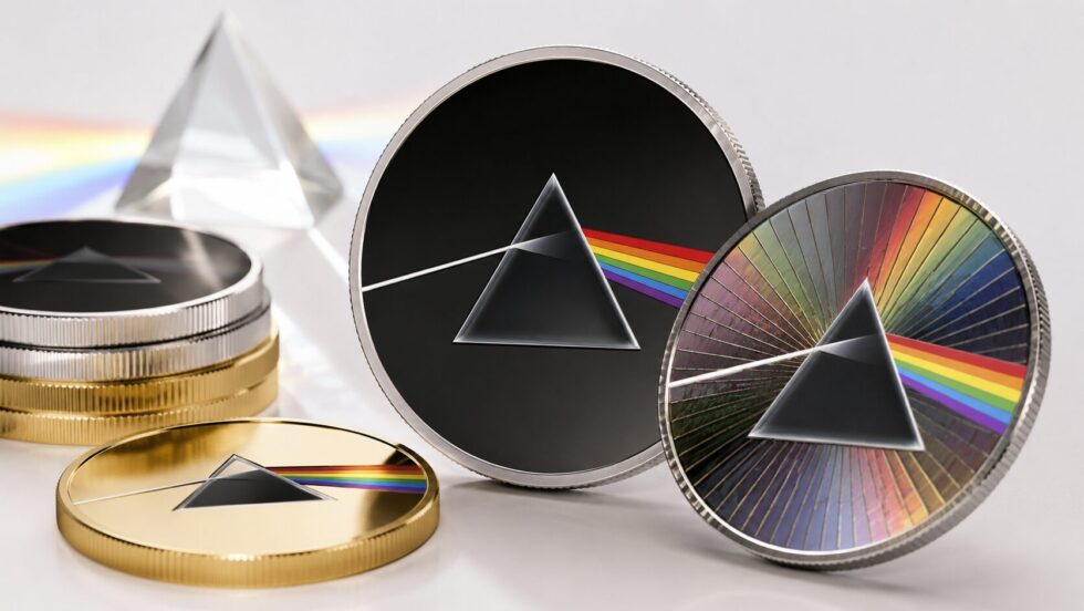 Pink Floyd coin debuts as Royal Mint unveils Dark Side of the Moon prism design by Henry Gray, with £18.50 start price, gold £200 edition and global collector demand in 108 countries