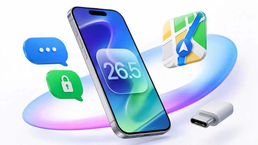 iOS 26.5 is now available for iPhone 11 and newer with encrypted RCS messaging, Apple Maps ads, USB-C accessory pairing, Pride wallpaper and Android transfer upgrades.