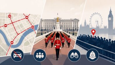 Trooping the Colour 2026 takes over Westminster Saturday 13 June with The Mall closed from 7am, Whitehall sealed, 1,400 troops on parade, the 1pm RAF flypast and full road closures for Pimlico today.