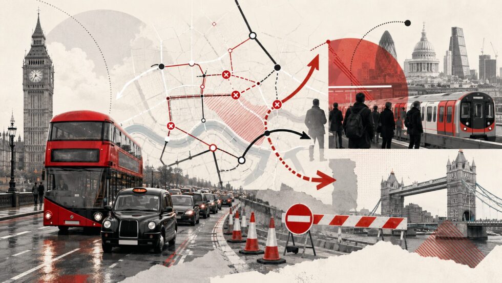 London traffic from 15–20 June 2026: Tube strike update, M25 overnight closures, A3 roadworks, A40 Westway delays, Albert Bridge closure and the best routes to avoid disruption.