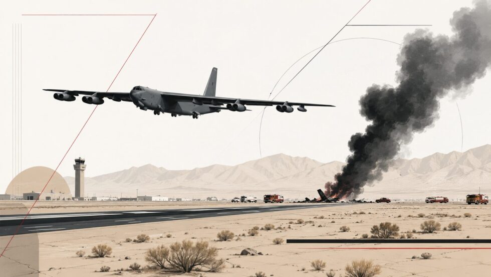 B-52 bomber crash at Edwards Air Force Base in California: what is known about takeoff, emergency response, crew status, closed airfield and the strategic bomber’s role.