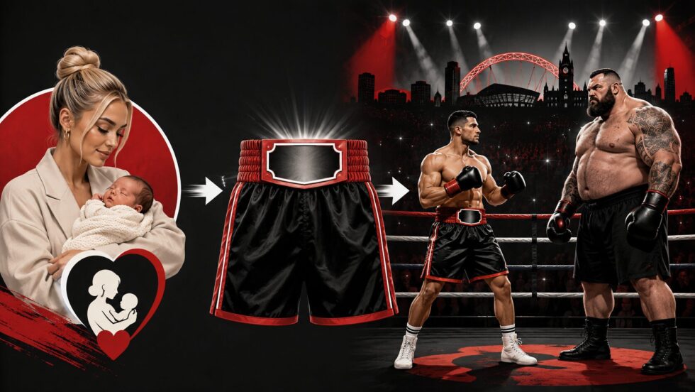 Molly Mae baby name could be revealed on Tommy Fury’s fight shorts during his Eddie Hall bout in Manchester, after the couple welcomed a baby boy and kept his name private.