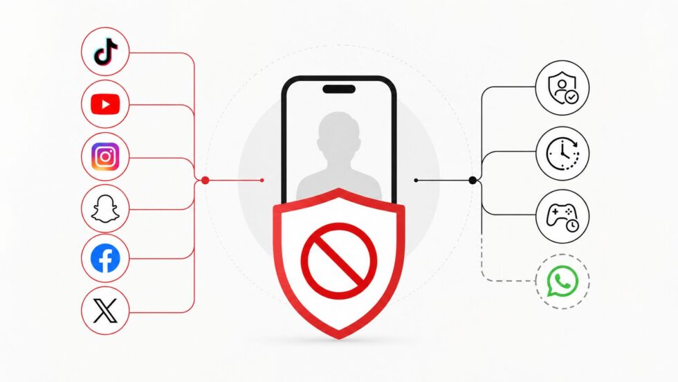 Social media ban UK will block under-16s from TikTok, YouTube, Instagram, Snapchat, Facebook and X from spring 2027, with Ofcom age checks, gaming limits and WhatsApp excluded.