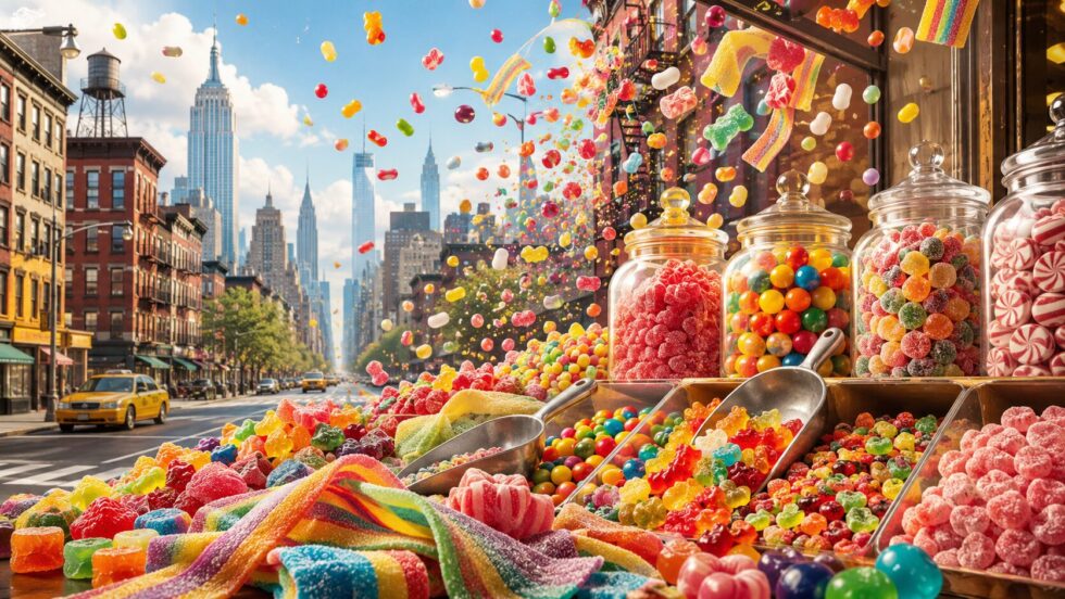New candy stores are spreading across NYC as shoppers seek affordable treats, Swedish pick-and-mix sweets and nostalgic small luxuries despite inflation, weak confidence and rising retail costs.