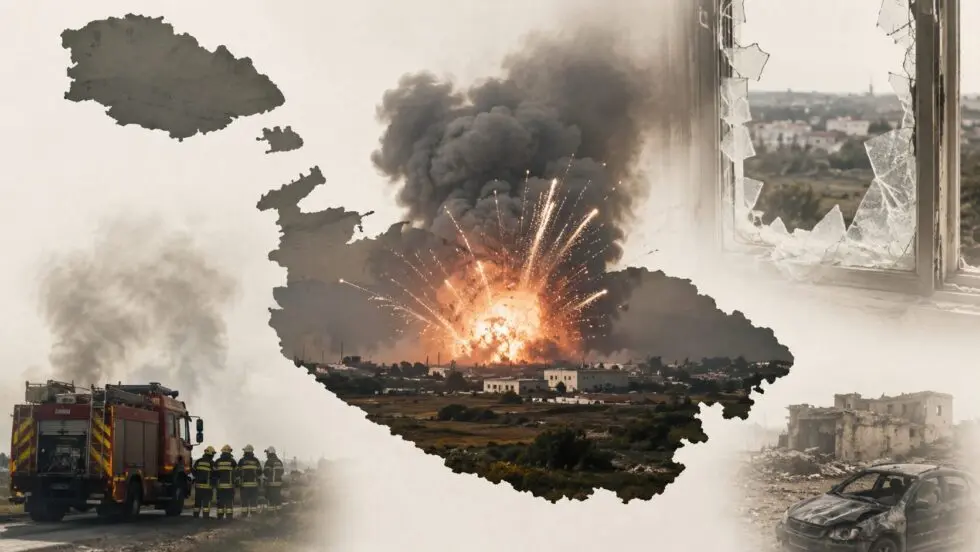Malta explosion near Salina on 1 June 2026 injured three people, damaged homes, farms and vehicles after a powerful fireworks factory blast. Police and emergency services launched a major investigation.