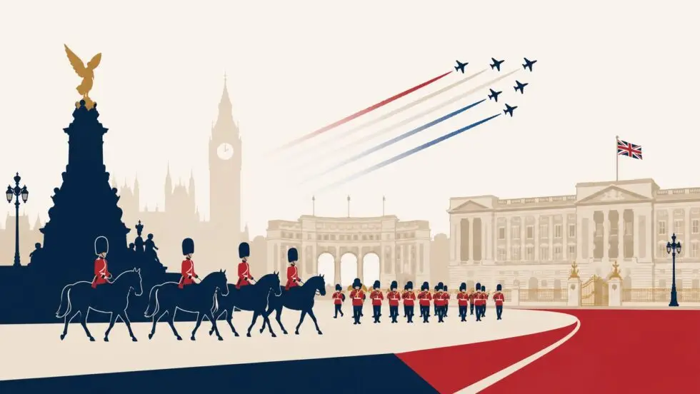 Trooping the Colour 2026 in London: route, time, free viewing spots, Piccadilly line closures, best Tube stations, security checks and travel tips for The Mall and Buckingham Palace.