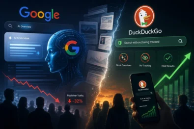 Google AI Search backlash grows as users question AI Overviews, search accuracy and control. DuckDuckGo reports rising demand from people seeking traditional search results.