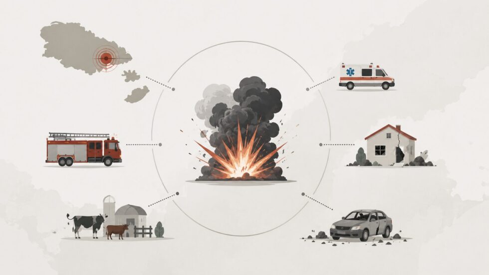 Malta explosion near Salina on 1 June 2026 injured three people, damaged homes, farms and vehicles after a powerful fireworks factory blast. Police and emergency services launched a major investigation.