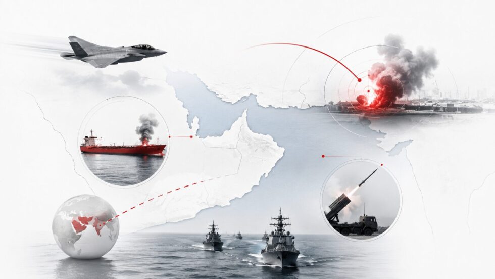 US strikes Iran after oil tanker attacks in the Strait of Hormuz, hitting IRGC targets as Tehran fires at US-linked sites in Bahrain and Kuwait, raising fears for Gulf security.