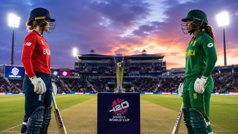 ICC Women’s T20 World Cup semi-final: England face South Africa at The Oval after SA chose to bowl first, struck early and left the winner on course to meet Australia at Lord’s.