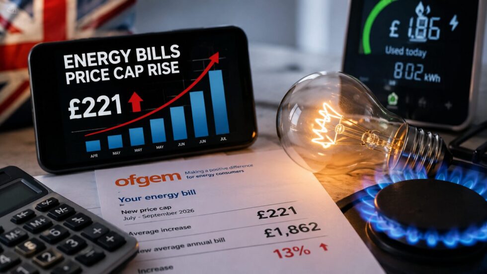 UK energy bills rise by £221 from 1 July 2026 as Ofgem’s price cap jumps 13% for the July–September quarter. Campaigners warn families cannot wait until autumn for targeted help, a social tariff and wider reform.