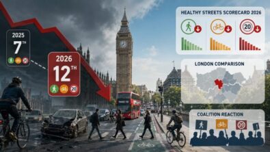 Westminster fell from 7th to 12th in the 2026 Healthy Streets Scorecard after declines in walking, cycling and road safety. See the full results, London borough comparisons and the coalition&rsquo;s reaction.