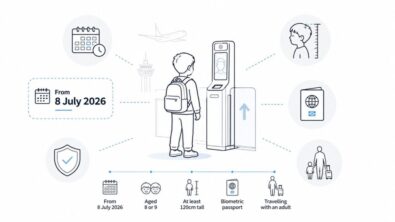 From 8 July 2026, eligible children aged 8 and 9 can use UK airport eGates if they are 120cm tall, hold a biometric passport and travel with an adult, easing summer arrivals for families.