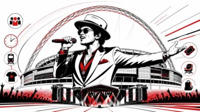Wembley Stadium capacity explained with all six Bruno Mars 2026 concert dates, confirmed opening times, support acts, expected stage time, tickets, seating, transport, merchandise and entry rules.