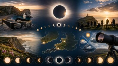 UK solar eclipse 2026 viewing guide with exact timings, the best locations in Cornwall, Wales and western Britain, safe eclipse glasses advice, weather factors and what observers will see.