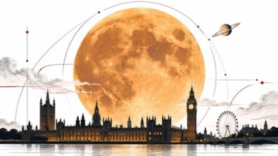 Harvest Moon 2026 peaks at 17:48 BST on Saturday 26 September and rises over London at 18:27. UK moonrise times, Saturn beside the Moon, Westminster viewpoints and the weather outlook.